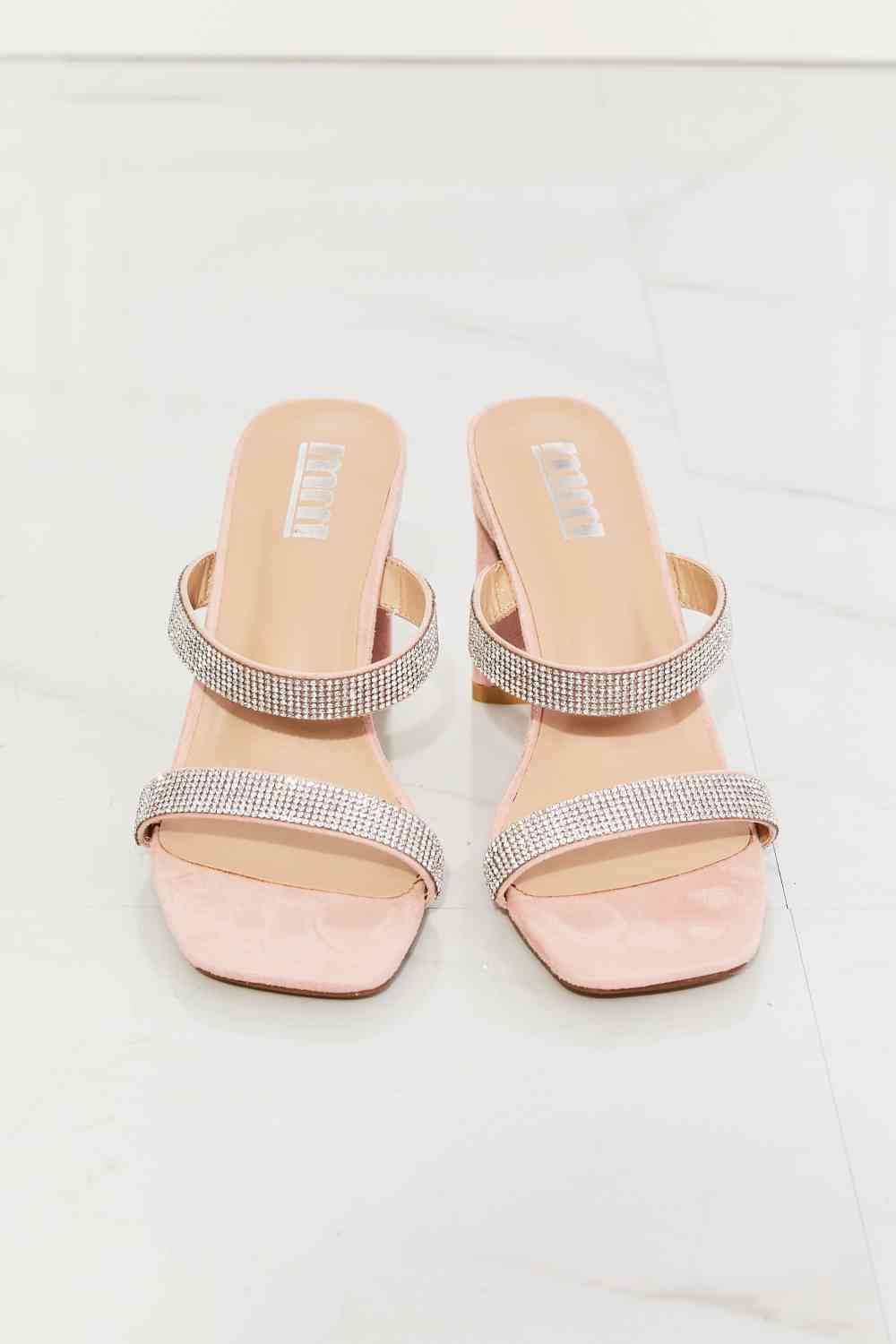 MM Shoes Leave A Little Sparkle Rhinestone Block Heel Sandals